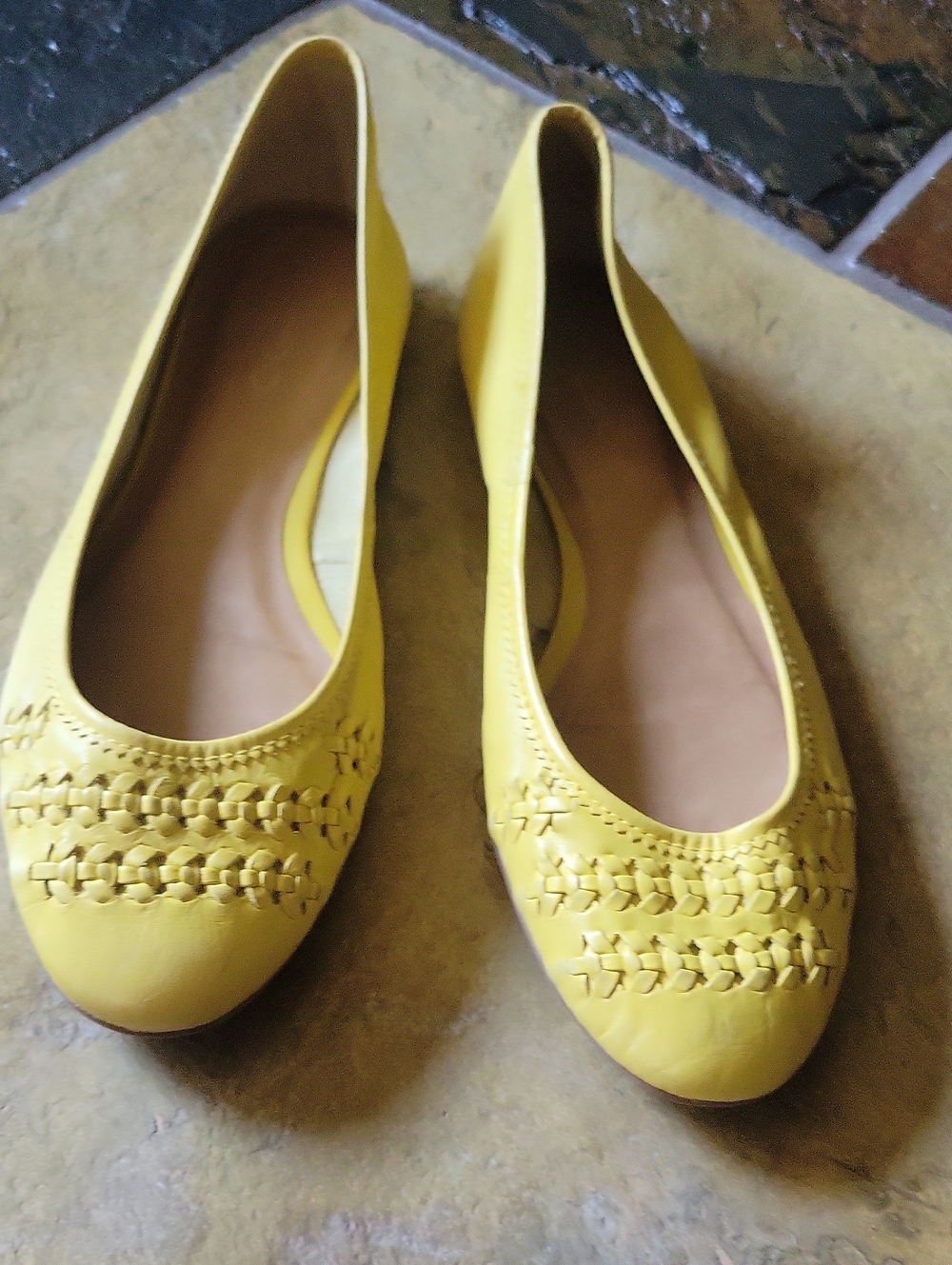 Aldo Yellow Woven Ballet Flats